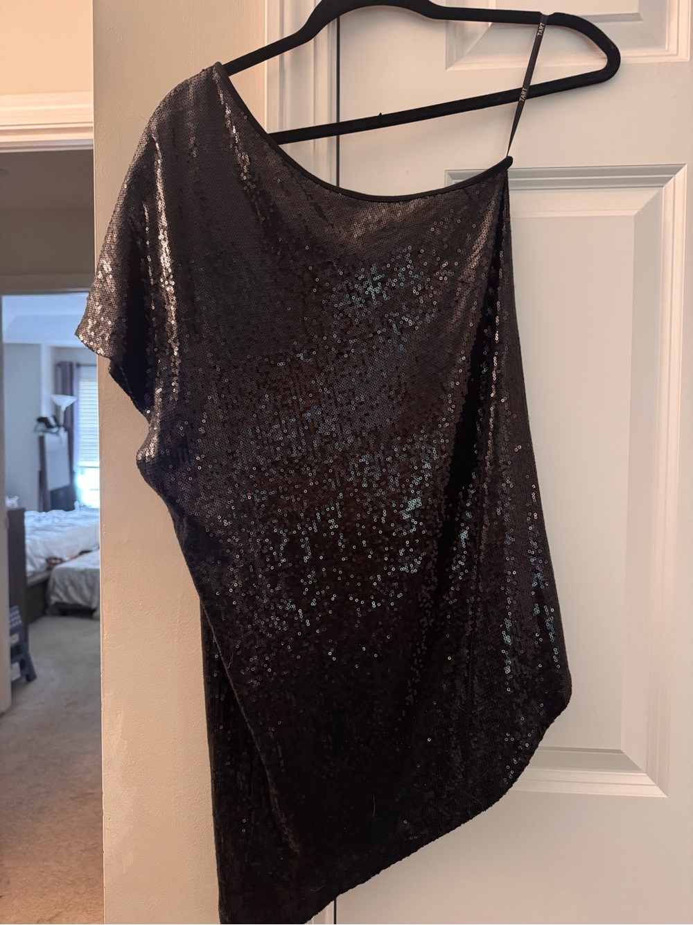 Tart Black Sequin Asymmetrical One-Shoulder Dress